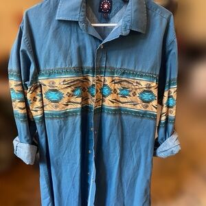 Panhandle Slim Teal Button-Up Western Shirt
